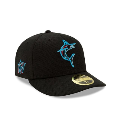 Black Miami Marlins Hat - New Era MLB 2021 Spring Training Low Profile 59FIFTY Fitted Caps USA4126705